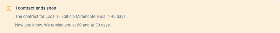 Expiry notice on the account statement: a contract ending in 40 days.